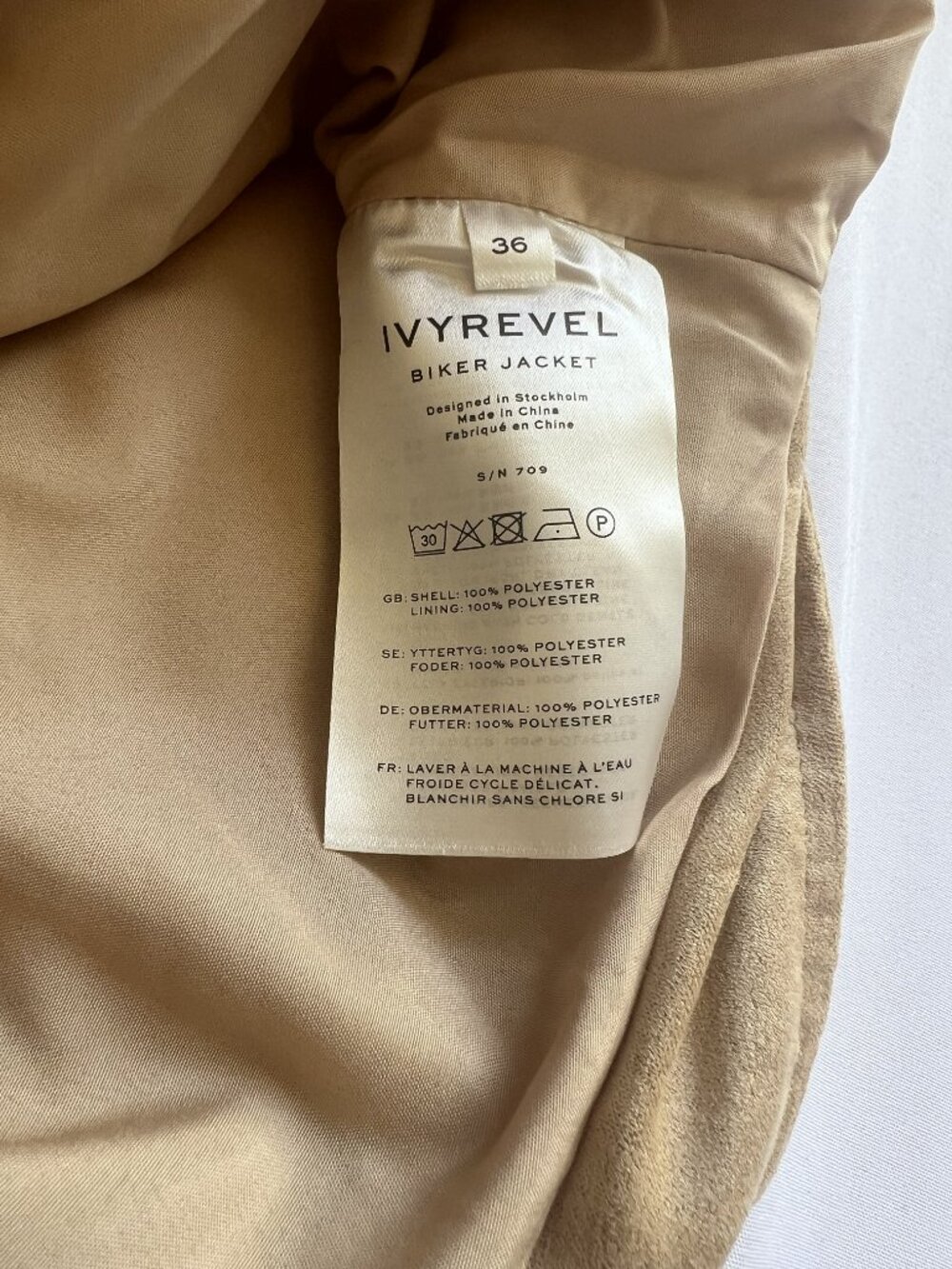 NWT Ivyrevel Biker Jacket Size 6 Beige Faux Suede Cropped Stockholm - Picture 5 of 8